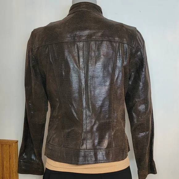 i.e. Brown Leather Vintage Jacket - Picture 2 of 4